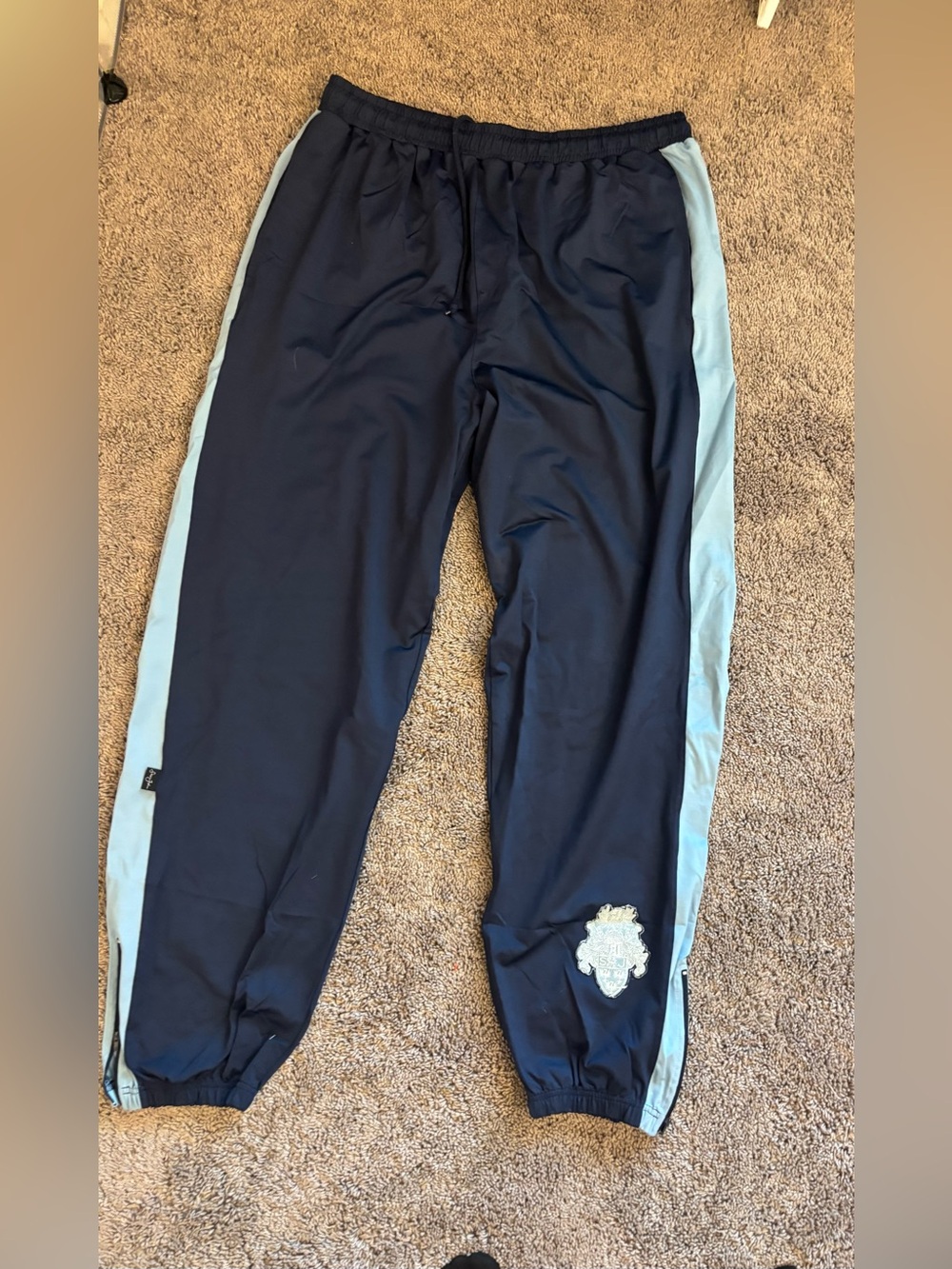 Sean John Navy Joggers with Light Blue Side Panels